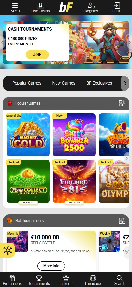 BetFIRST Casino mobile home