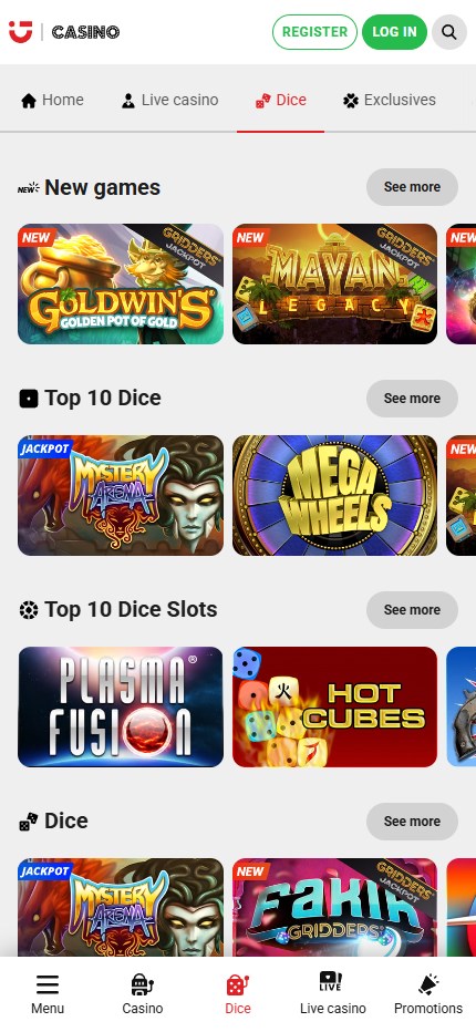 Circus Casino mobile lobby