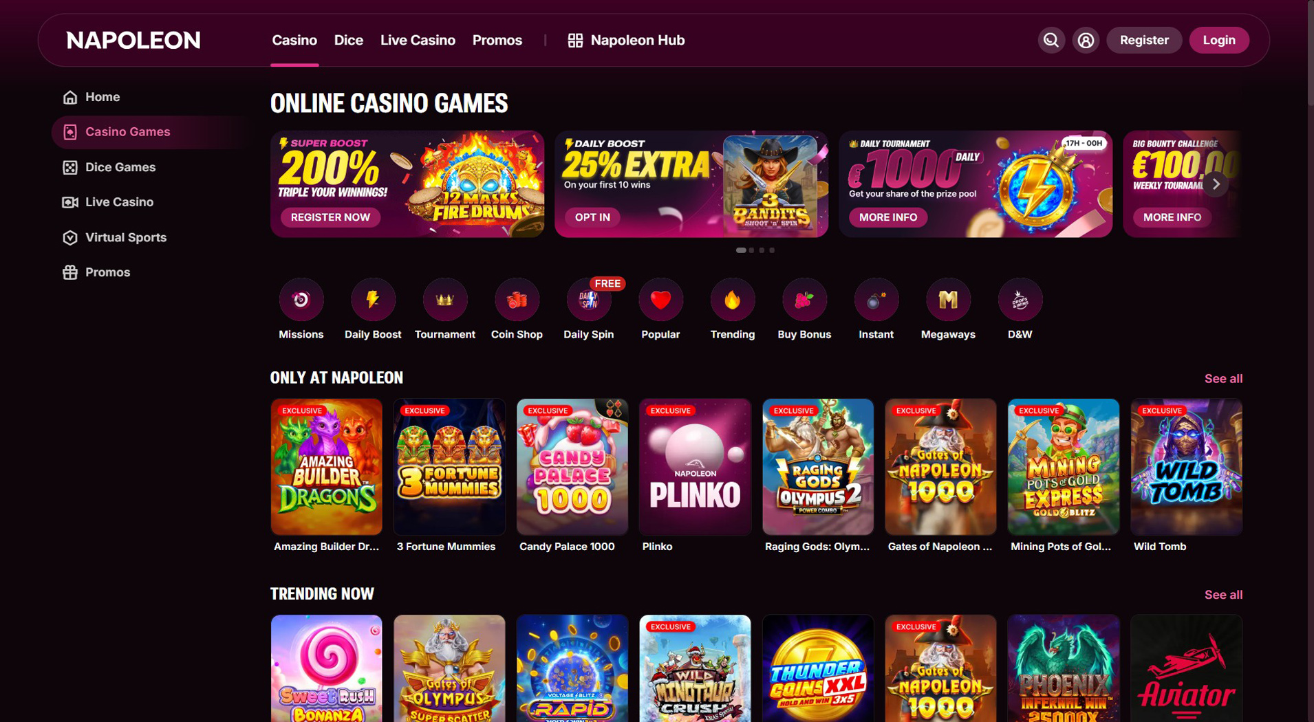 3. Napoleon Casino- Sterke online casinowaarde